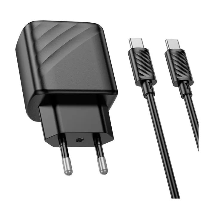 Зарядное устройство HOCO CS23A USB-C PD30W + 1xUSB QC3.0 + cable USB-C to USB-C black (6942007609968) изображение 2