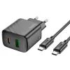 Зарядное устройство HOCO CS23A USB-C PD30W + 1xUSB QC3.0 + cable USB-C to USB-C black (6942007609968) изображение 3