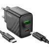 Зарядное устройство HOCO CS23A USB-C PD30W + 1xUSB QC3.0 + cable USB-C to USB-C black (6942007609968) изображение 4