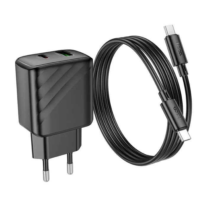 Зарядное устройство HOCO CS23A USB-C PD30W + 1xUSB QC3.0 + cable USB-C to USB-C black (6942007609968) изображение 5