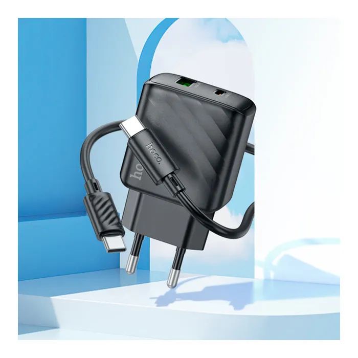 Зарядное устройство HOCO CS23A USB-C PD30W + 1xUSB QC3.0 + cable USB-C to USB-C black (6942007609968) изображение 8