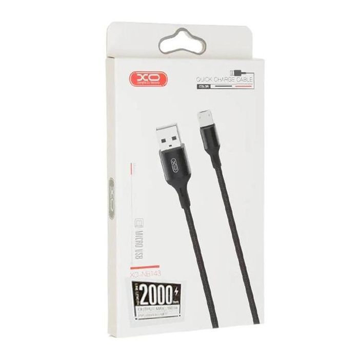 Дата кабель USB 2.0 AM to Micro 5P 2.0m 1.5A braided black XO (NB143-M2-BK) изображение 2