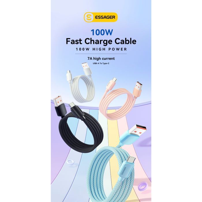 Дата кабель USB 2.0 AM to USB-C 2.0m 100W white Essager (EXC7A-WLA02-P) изображение 2