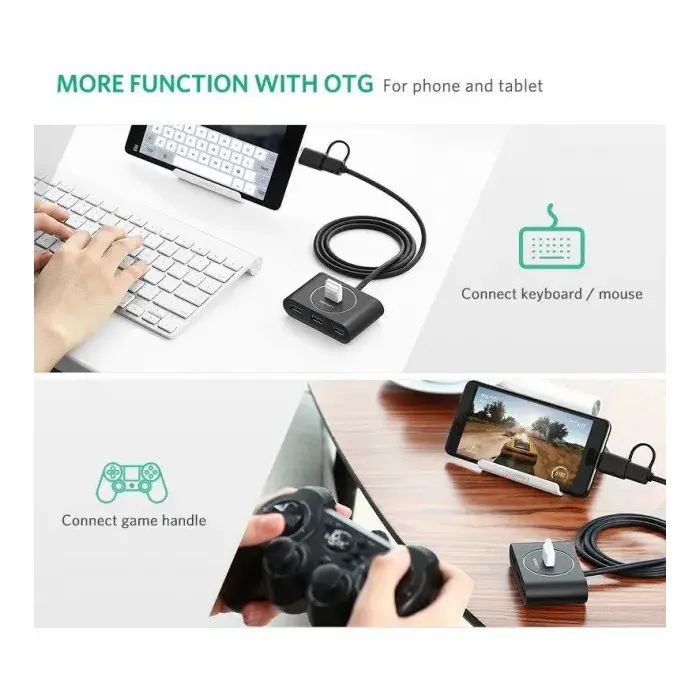Концентратор Ugreen USB 3.0 to 4xUSB + USB-C plug 1.0m CR113 black (40850) изображение 2