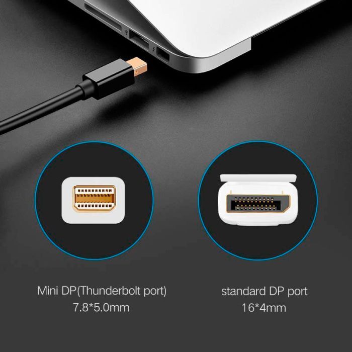 Кабель мультимедийный miniDisplayPort M to DisplayPort M 1.5m MD105 black Ugreen (10477) изображение 3