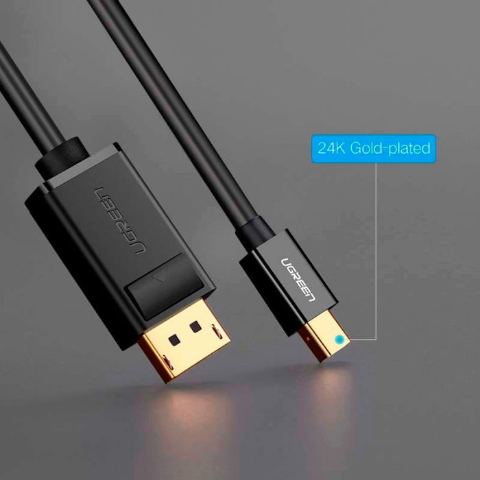 Кабель мультимедийный miniDisplayPort M to DisplayPort M 1.5m MD105 black Ugreen (10477) изображение 7