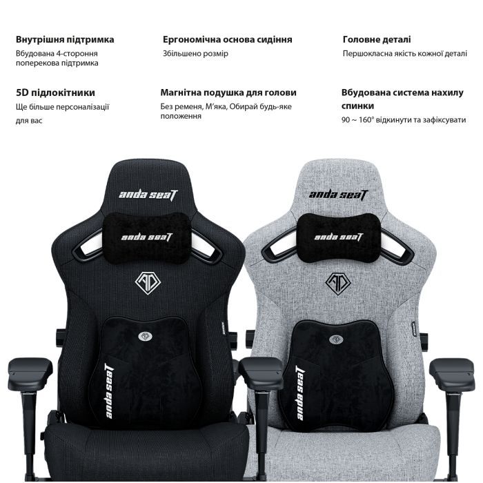 Крісло ігрове Anda Seat Kaiser 3 Pro Fabric Size XL Black (AD12YDC-XL-01-B-CF-B02) зображення 9