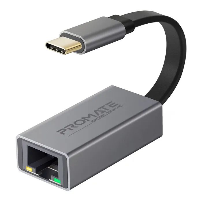 Адаптер Promate USB-C to RJ45 Ethernet 1000Mbps grey (gigaLink-c.grey)