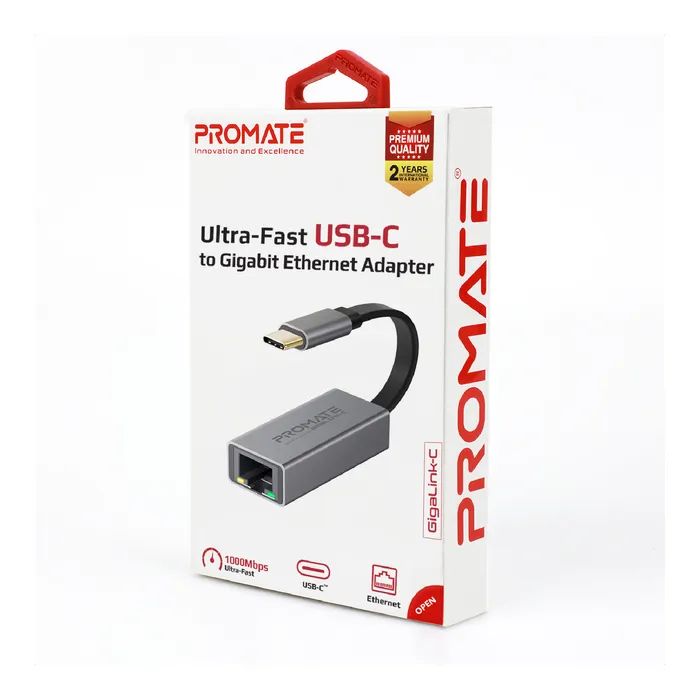 Адаптер Promate USB-C to RJ45 Ethernet 1000Mbps grey (gigaLink-c.grey) зображення 6