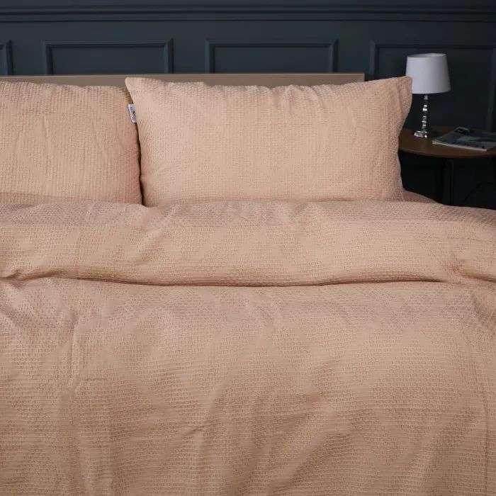 Постельное белье MirSon №20-01 Waffle Bej 175х210 двуспальный (2200011032603) изображение 4