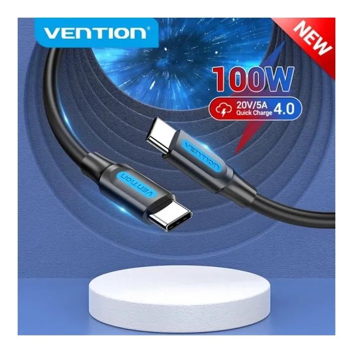 Дата кабель USB-C to USB-C 1.5m 5A black Vention (COTBG) зображення 3