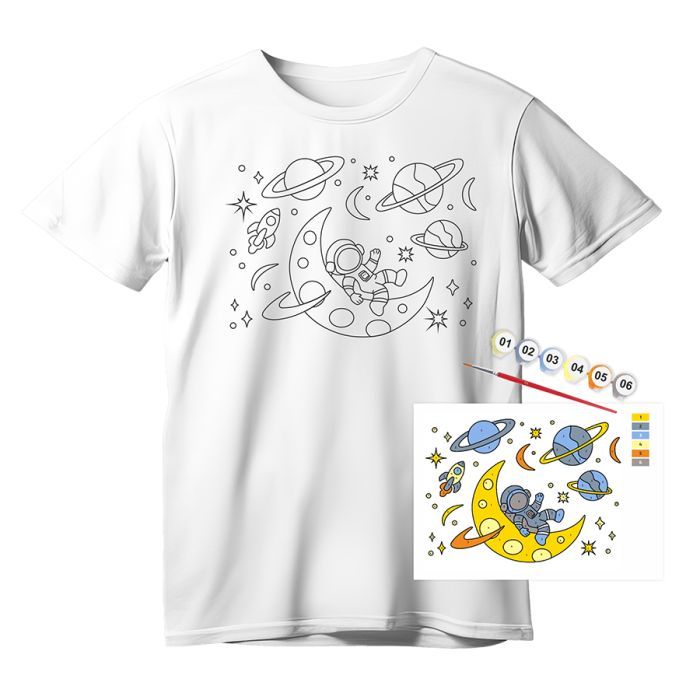 Набір для творчості Rosa футболка-розмальовка, Space Adventures, бавовна 100, розмір S (4823098543817)
