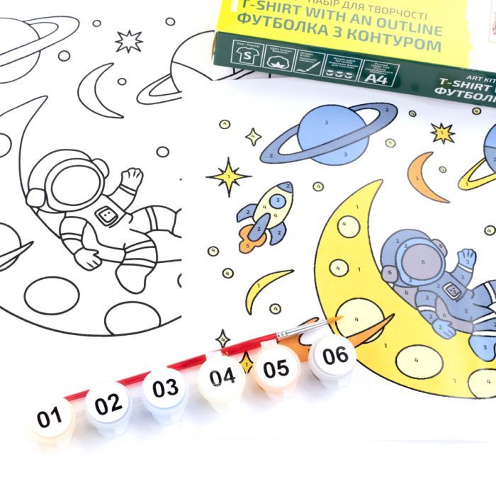 Набір для творчості Rosa футболка-розмальовка, Space Adventures, бавовна 100, розмір S (4823098543817) зображення 3