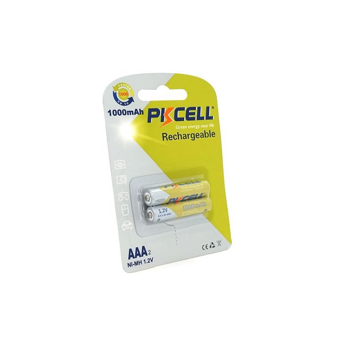 Аккумулятор AAA R03 1000mAh 1.2V NiMH Rechargeable Battery, 2шт/бл PkCell (PC/AAA1000-2BR)