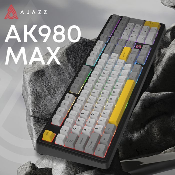 Клавіатура Ajazz AK980 MAX Magnetic Switch USB UA Black/Grey/Yellow (AK980-MAX-M-BGY) зображення 6
