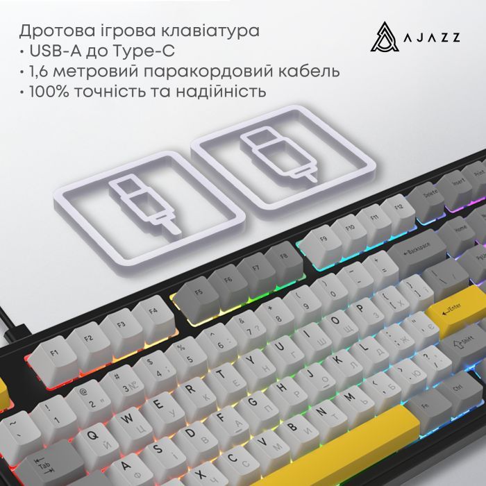 Клавіатура Ajazz AK980 MAX Magnetic Switch USB UA Black/Grey/Yellow (AK980-MAX-M-BGY) зображення 7