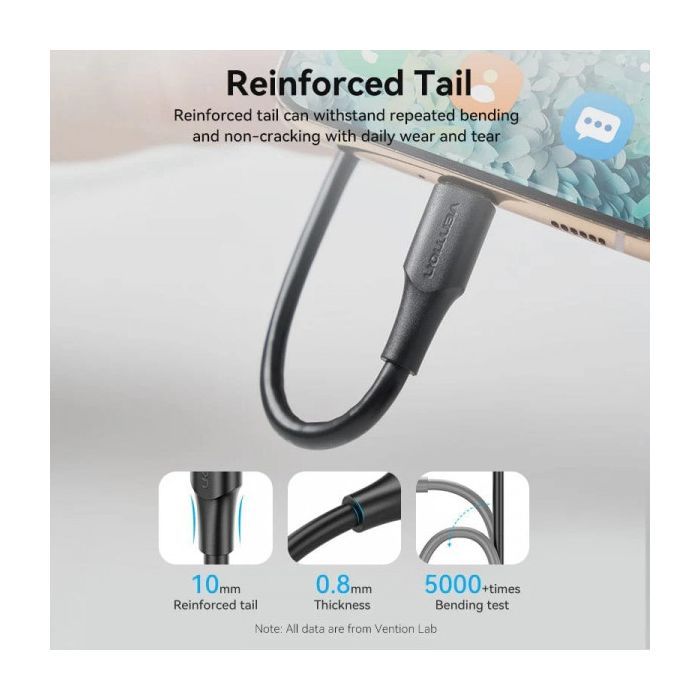 Дата кабель USB 2.0 AM to Micro 5P 1.0m black VENTION (CTIBF) зображення 7
