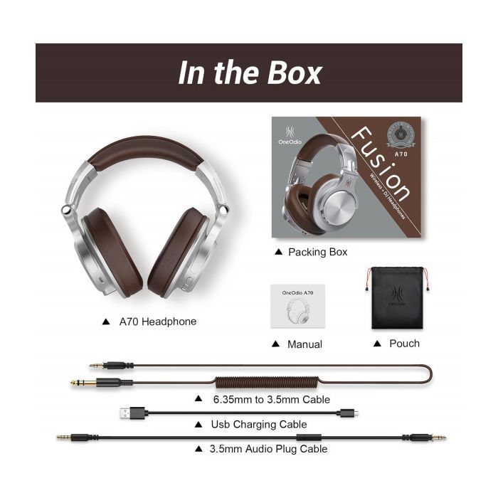 Наушники OneOdio Fusion A70 Bluetooth+3,5мм/6,35мм Black (A70 Black) изображение 3