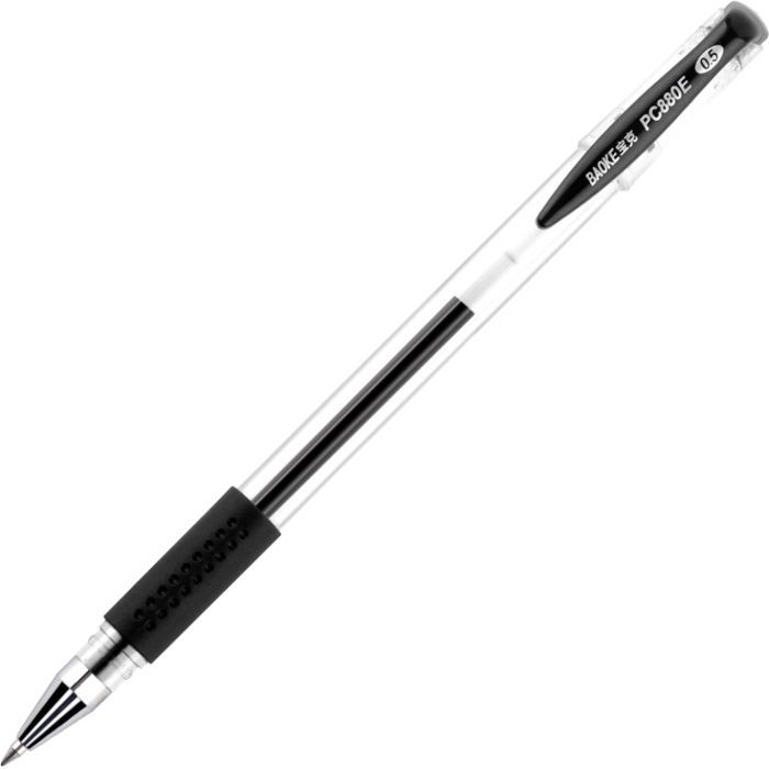 Ручка гелева Baoke 0.5 мм, з грипом, чорна, 12 шт (PC880D/F-black)