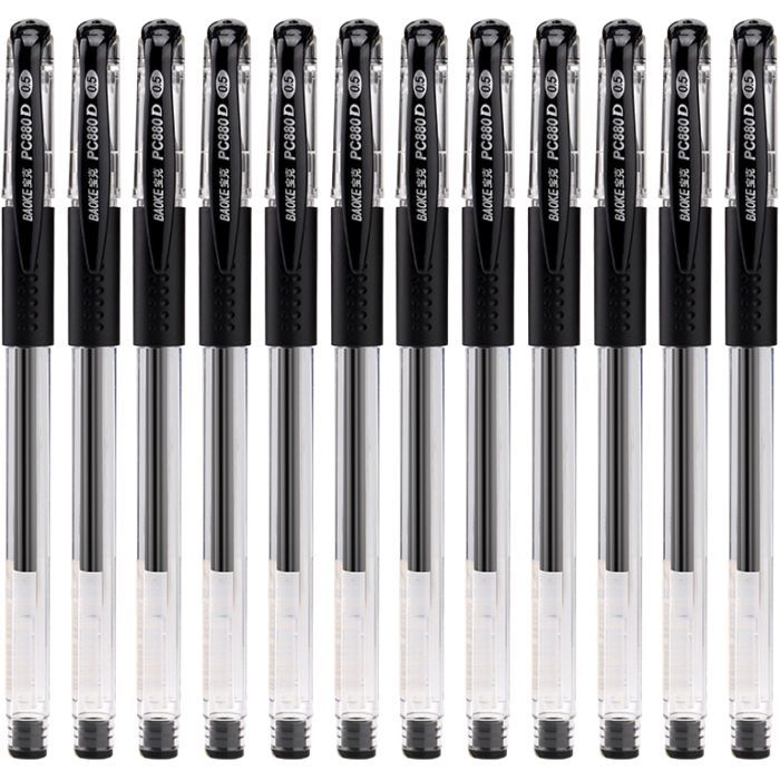 Ручка гелева Baoke 0.5 мм, з грипом, чорна, 12 шт (PC880D/F-black) зображення 2