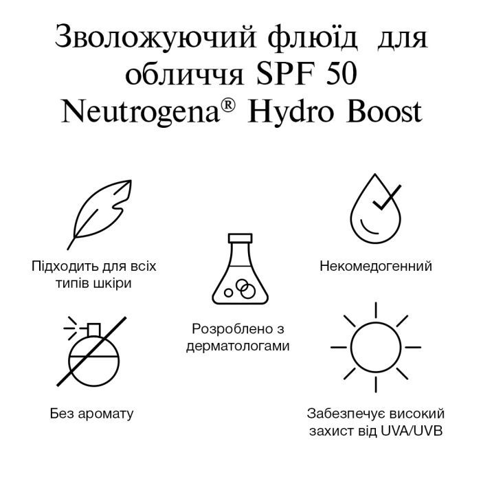 Флюїд для обличчя Neutrogena Hydro Boost SPF 50 Зволожувальний 50 мл (3574661774664) зображення 5