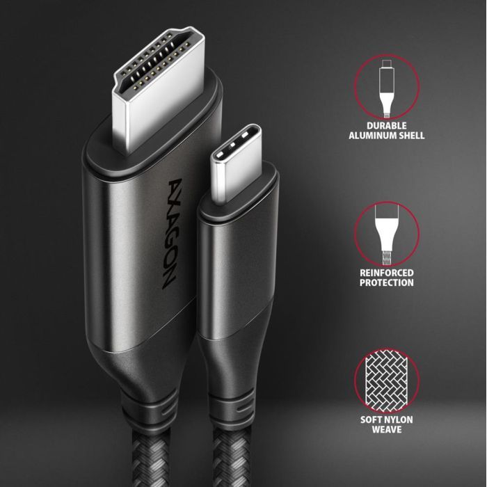 Кабель мультимедийный USB-C to HDMI M 1.8m black AXAGON (RVC-HI2MC) изображение 4