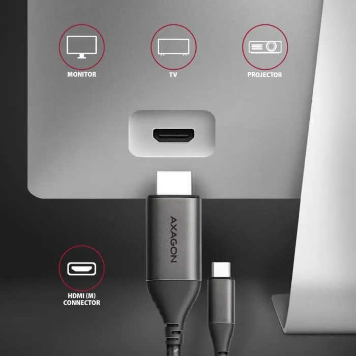 Кабель мультимедійний USB-C to HDMI M 1.8m black AXAGON (RVC-HI2MC) зображення 5