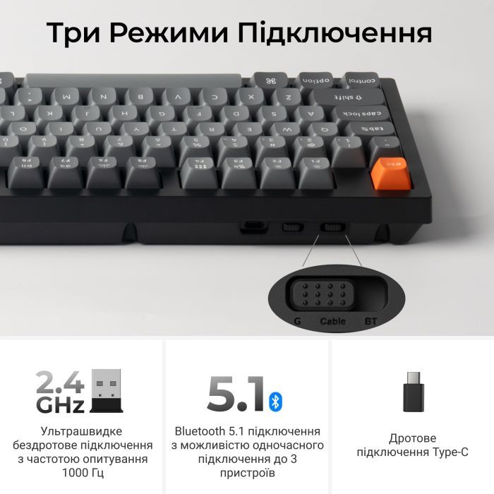 Клавіатура Keychron K10 Max Keychron Super Banana Switch RGB UA Black (K10M-H4-UA) зображення 10