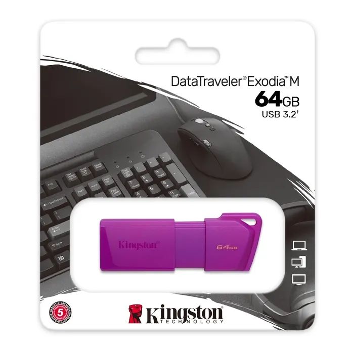 USB флеш накопитель Kingston 64GB DataTraveler Exodia M Purple USB 3.2 Gen 1 (KC-U2L64-7LP) изображение 4