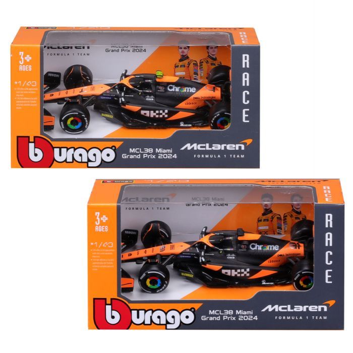 Масштабная модель автомобиля Bburago Автомодель - McLaren F1 MCL38 (2024), 1:43 (18-38214)