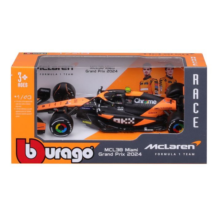 Масштабная модель автомобиля Bburago Автомодель - McLaren F1 MCL38 (2024), 1:43 (18-38214) изображение 2