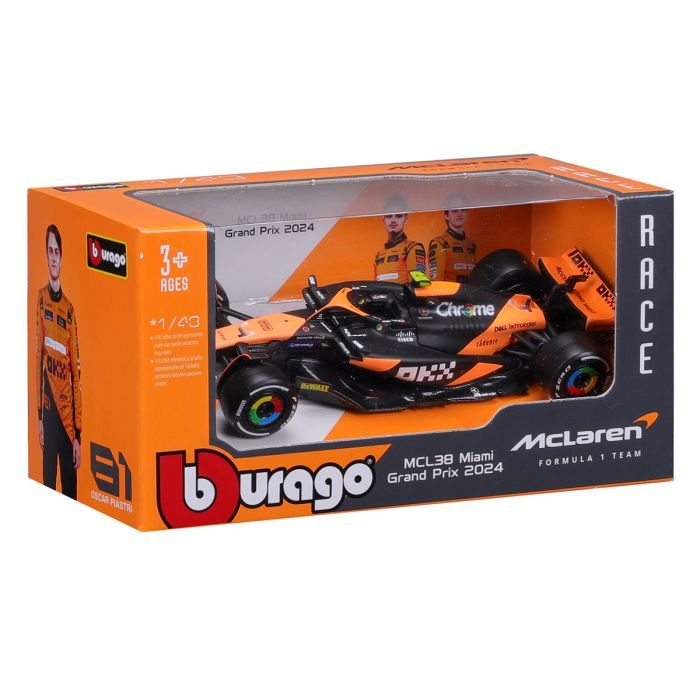Масштабная модель автомобиля Bburago Автомодель - McLaren F1 MCL38 (2024), 1:43 (18-38214) изображение 3