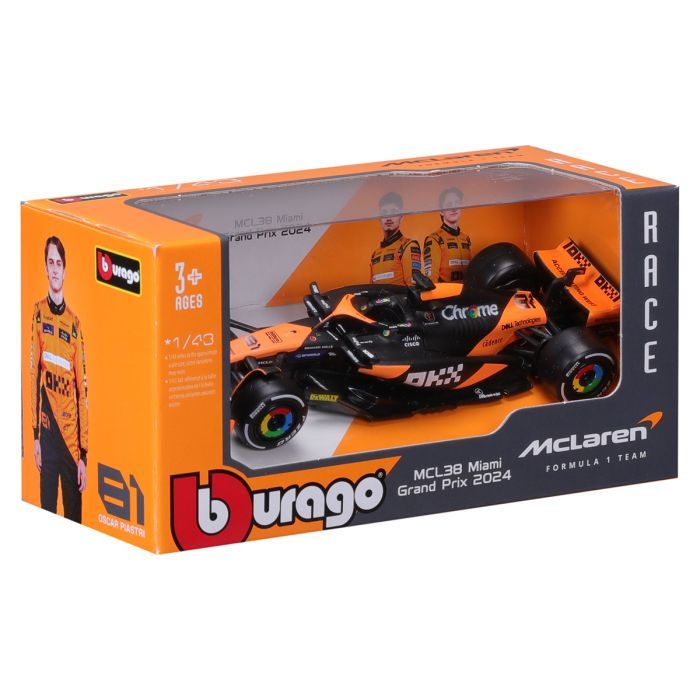 Масштабная модель автомобиля Bburago Автомодель - McLaren F1 MCL38 (2024), 1:43 (18-38214) изображение 8