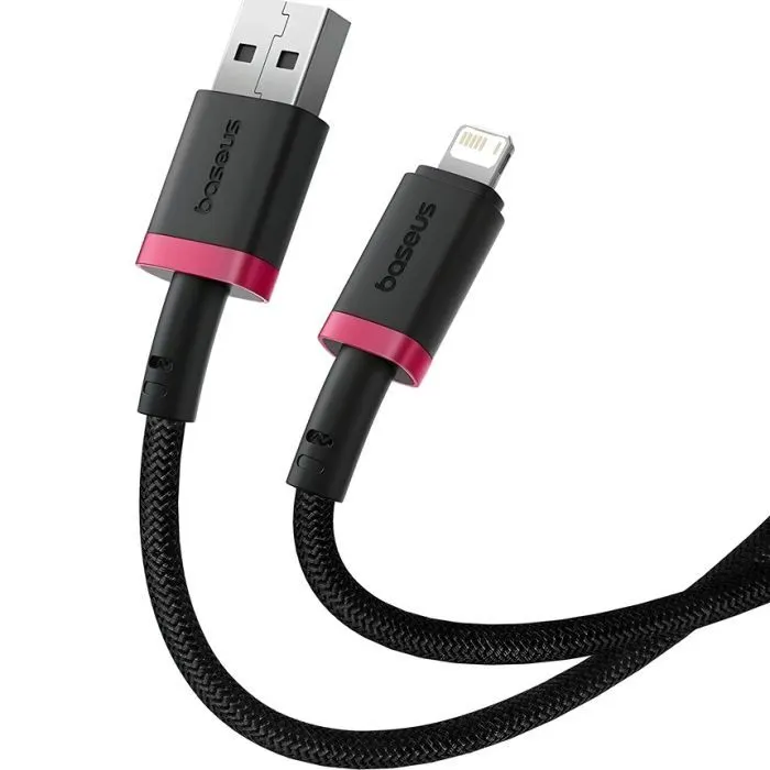 Дата кабель USB 2.0 AM to Lightning 1.0m 2.4A red+black Baseus (P10377801U01-01) изображение 3