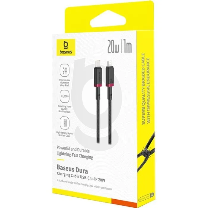 Дата кабель USB 2.0 AM to Lightning 1.0m 2.4A red+black Baseus (P10377801U01-01) изображение 4