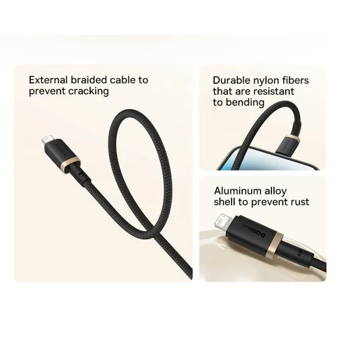 Дата кабель USB 2.0 AM to Lightning 1.0m 2.4A red+black Baseus (P10377801U01-01) изображение 6