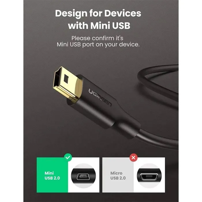 Дата кабель USB 2.0 AM to Mini 5P 3.0m 2A PVC black Ugreen (UGR-10386) изображение 8