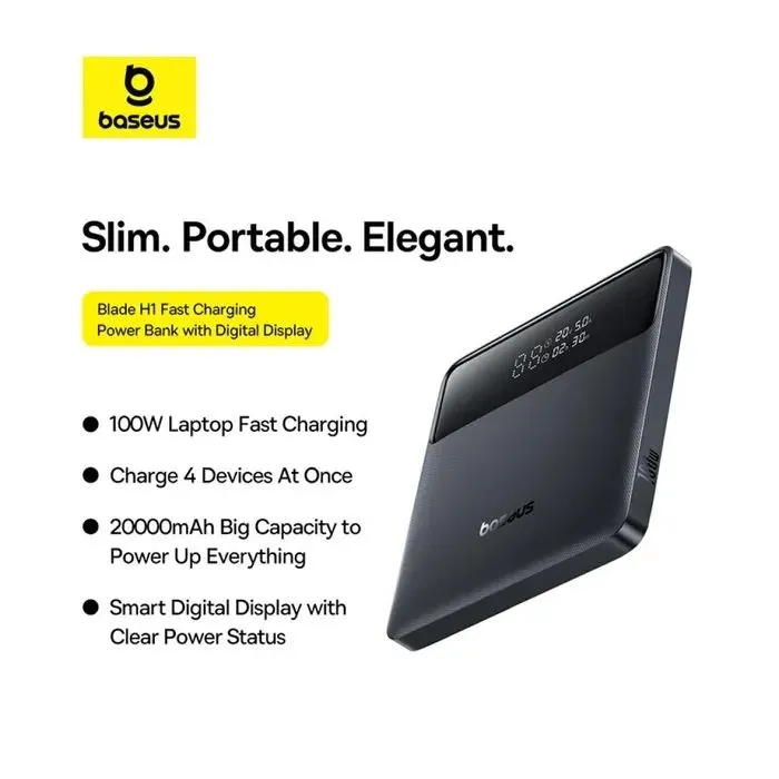 Батарея универсальная Baseus Blade H1 Lite 20000mAh 100W PD QC Black (P10021604123-00) изображение 11