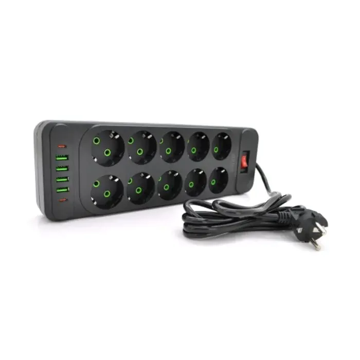 Сетевой фильтр питания Meilepai F35U, 10 роз EU, 4USB, 2PD, 2м Black (F35U-Black) изображение 2