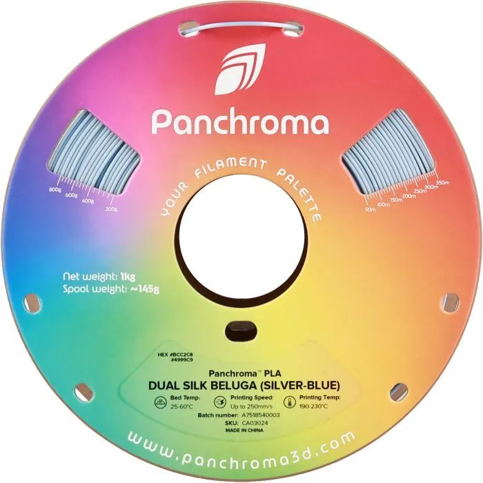 Пластик для 3D-принтера Polymaker PLA PANCHROMA DUAL SILK 1,75mm 1kg Silver-Blue (CA03024) зображення 3