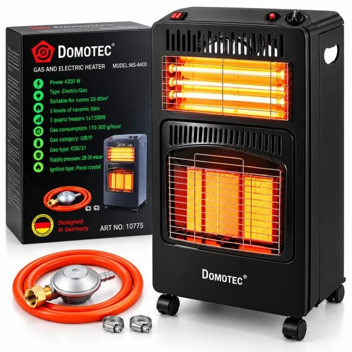 Газовий обігрівач Domotec + електричний обігрівач, 3 режими,1500/2800/4200Вт (MS-6607) зображення 6