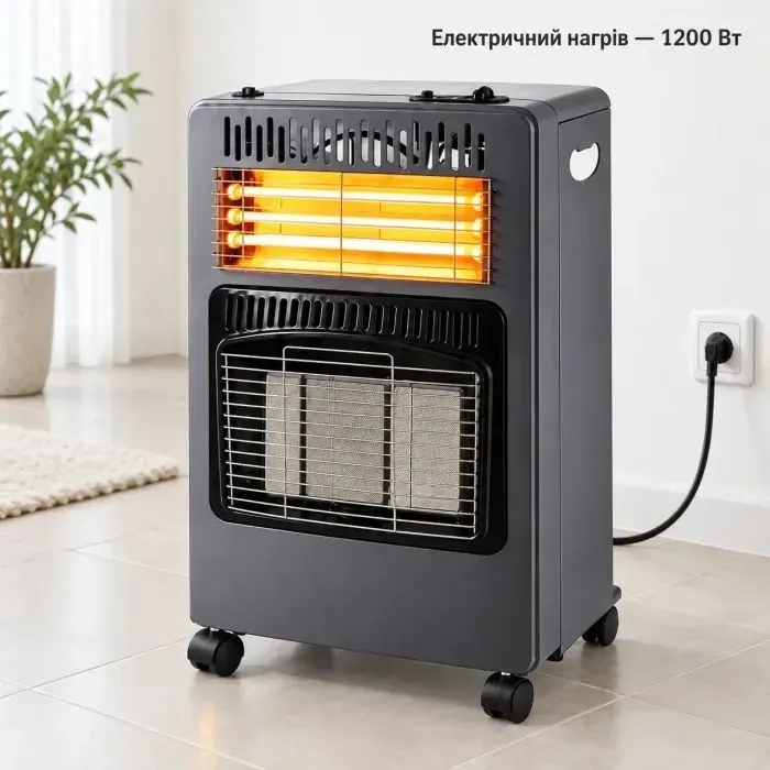 Газовий обігрівач Domotec + електричний обігрівач, 3 режими,1500/2800/4200Вт (MS-6607) зображення 9