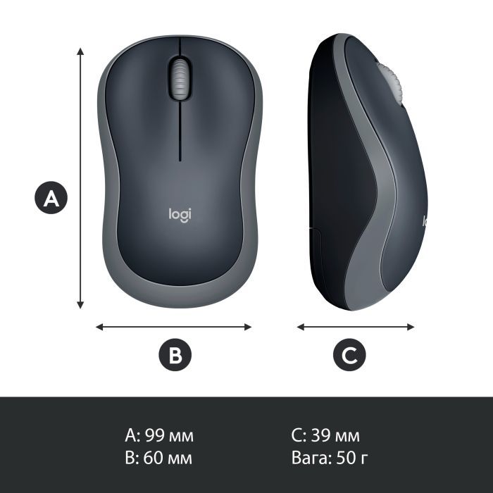 Мишка Logitech M185 swift grey (910-002238) зображення 9