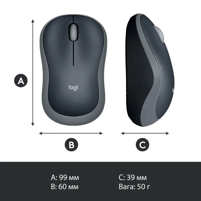 Мышка Logitech M185 swift grey (910-002238) изображение 9