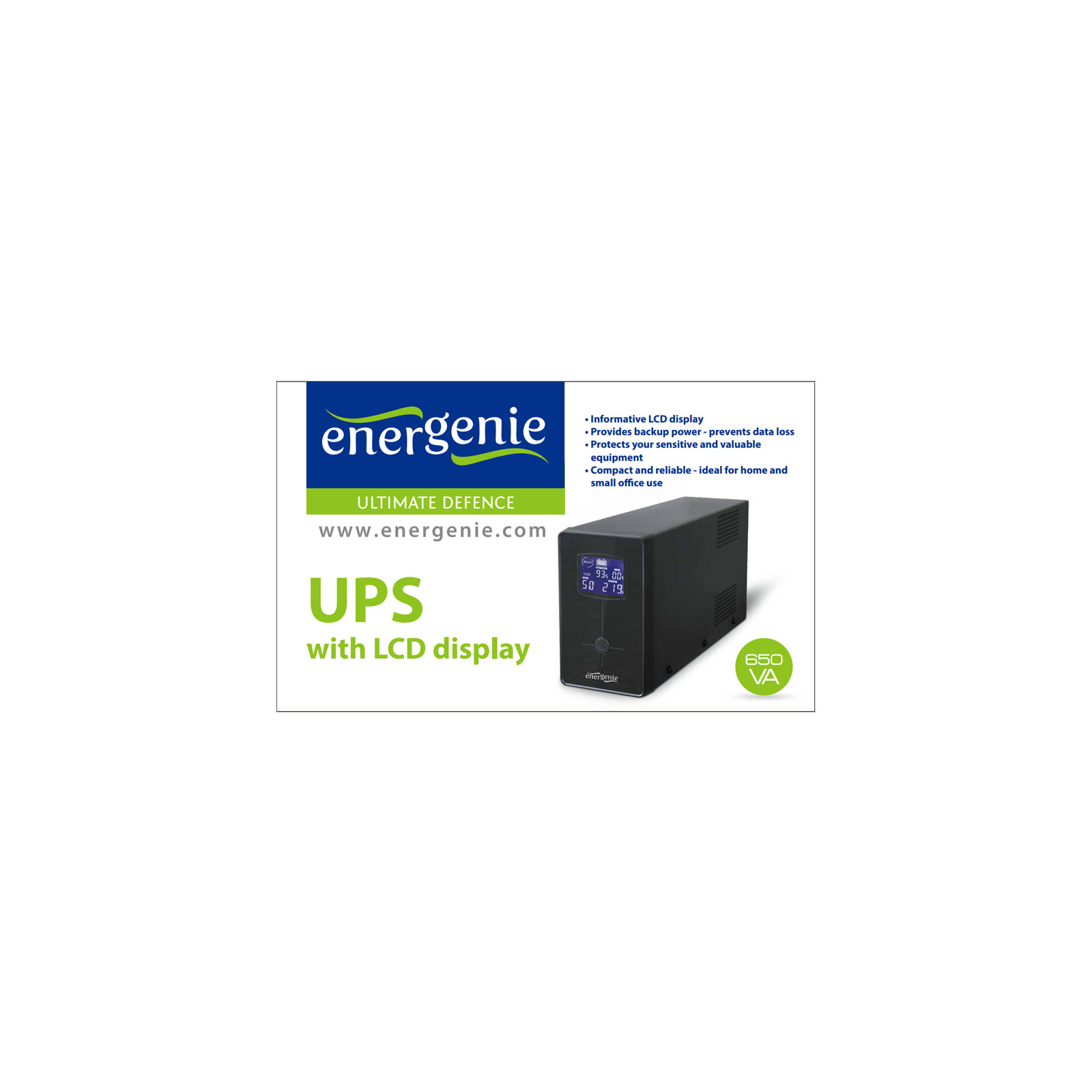 Пристрій безперебійного живлення EnerGenie EG-UPS-031 650VA LCD (EG-UPS-031) зображення 2