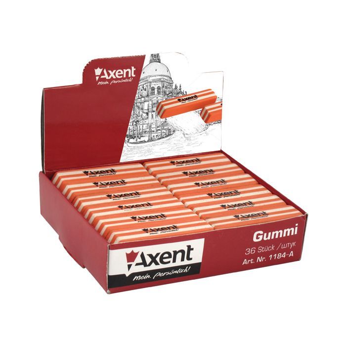 Ластик Axent soft, double-colored (white-red) (display) (1184-А) изображение 2