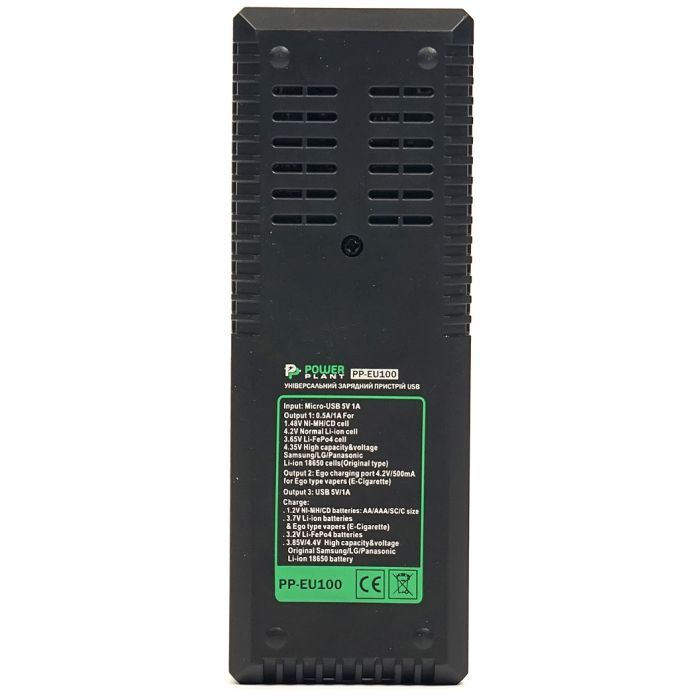 Зарядний пристрій для акумуляторів PowerPlant PP-EU100 / АА, AAA, 18650 (AA620081) зображення 2