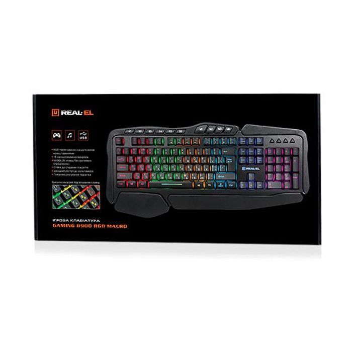 Клавіатура REAL-EL 8900 Gaming RGB Macro, black зображення 3