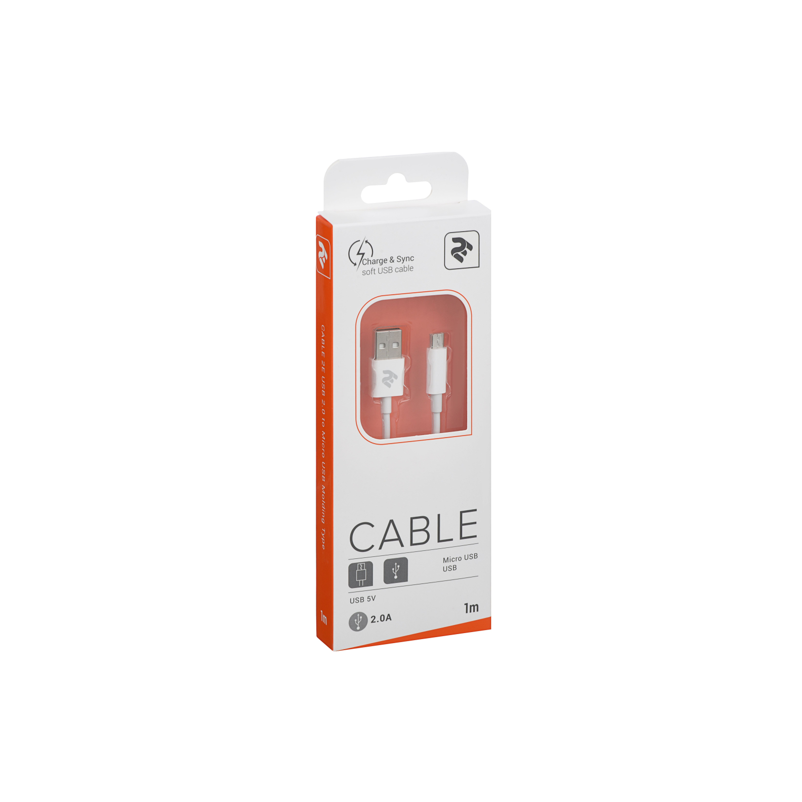 Дата кабель USB 2.0 AM to Micro 5P 1.0m white 2E (2E-CCMAB-WT) зображення 3