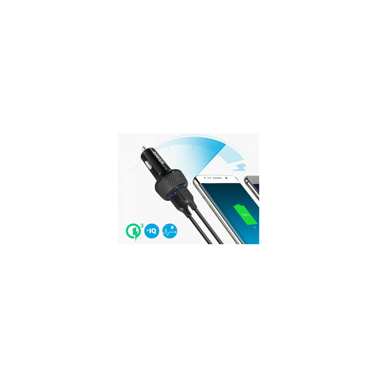 Зарядний пристрій Anker PowerDrive - 2 Quick Charge 3.0 Ports V3 (Black) (A2228H11) зображення 4